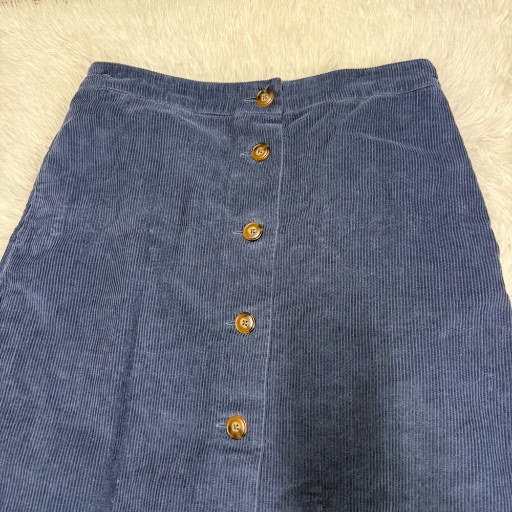 The Vermont Country Store Cotton Corduroy Skirt Womens L Button Front w Pockets - Picture 2 of 12
